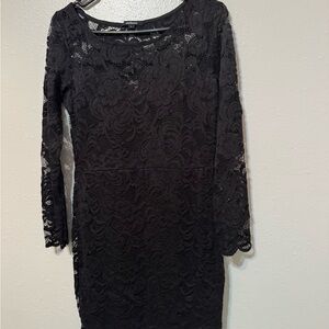 Ambiance Black Long Sleeve Lace Dress